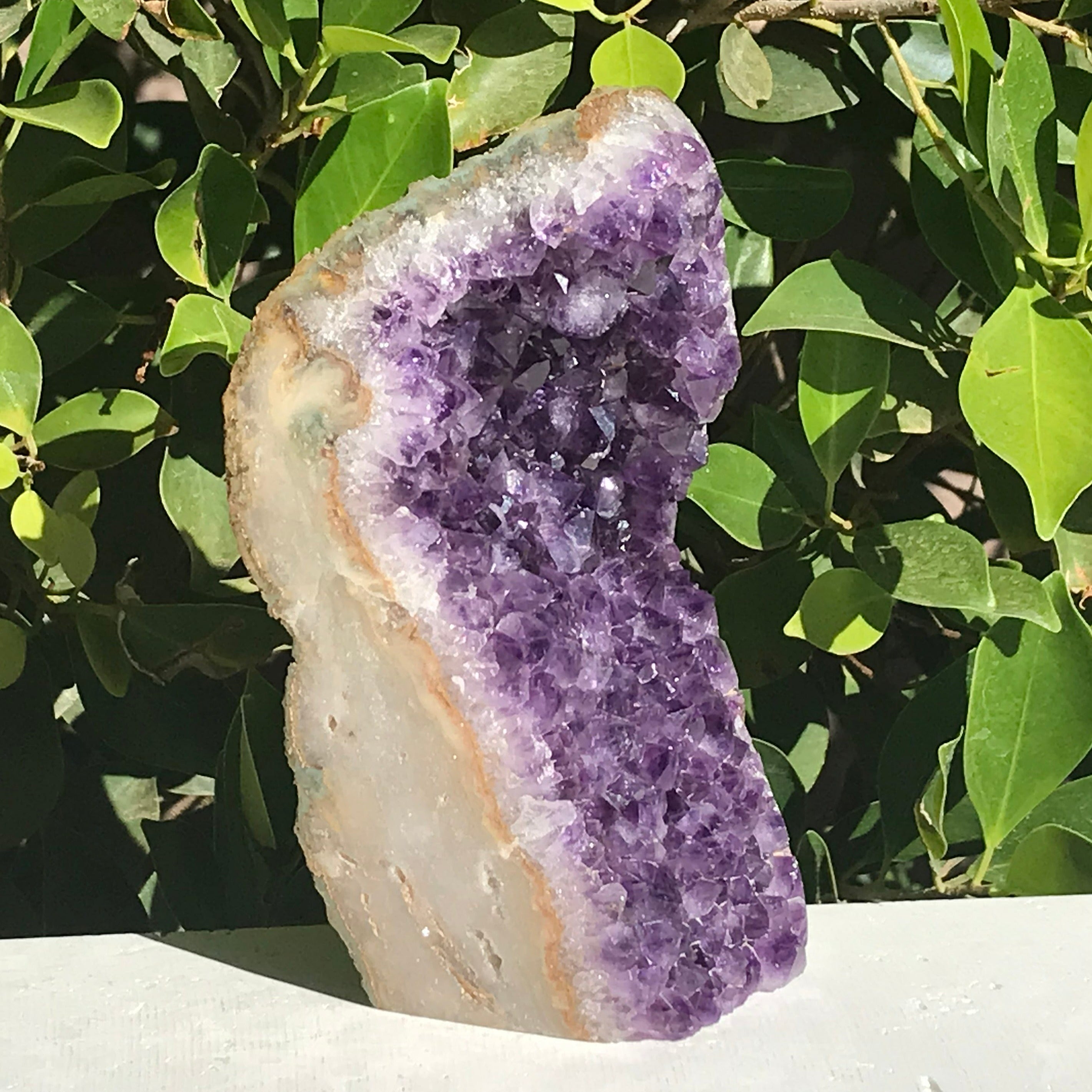 Uruguayan Amethyst With Banded Agate Freeform