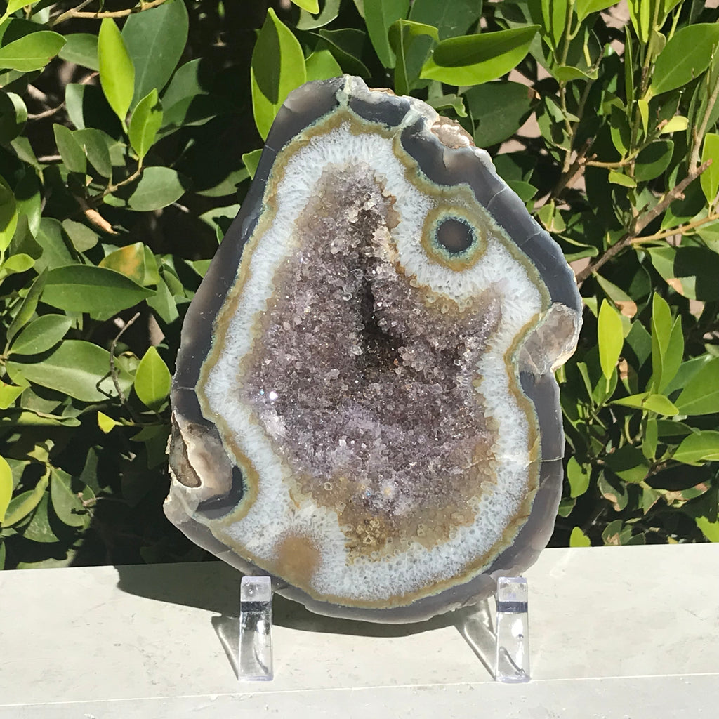 Olive Green Banded Amethyst Geode