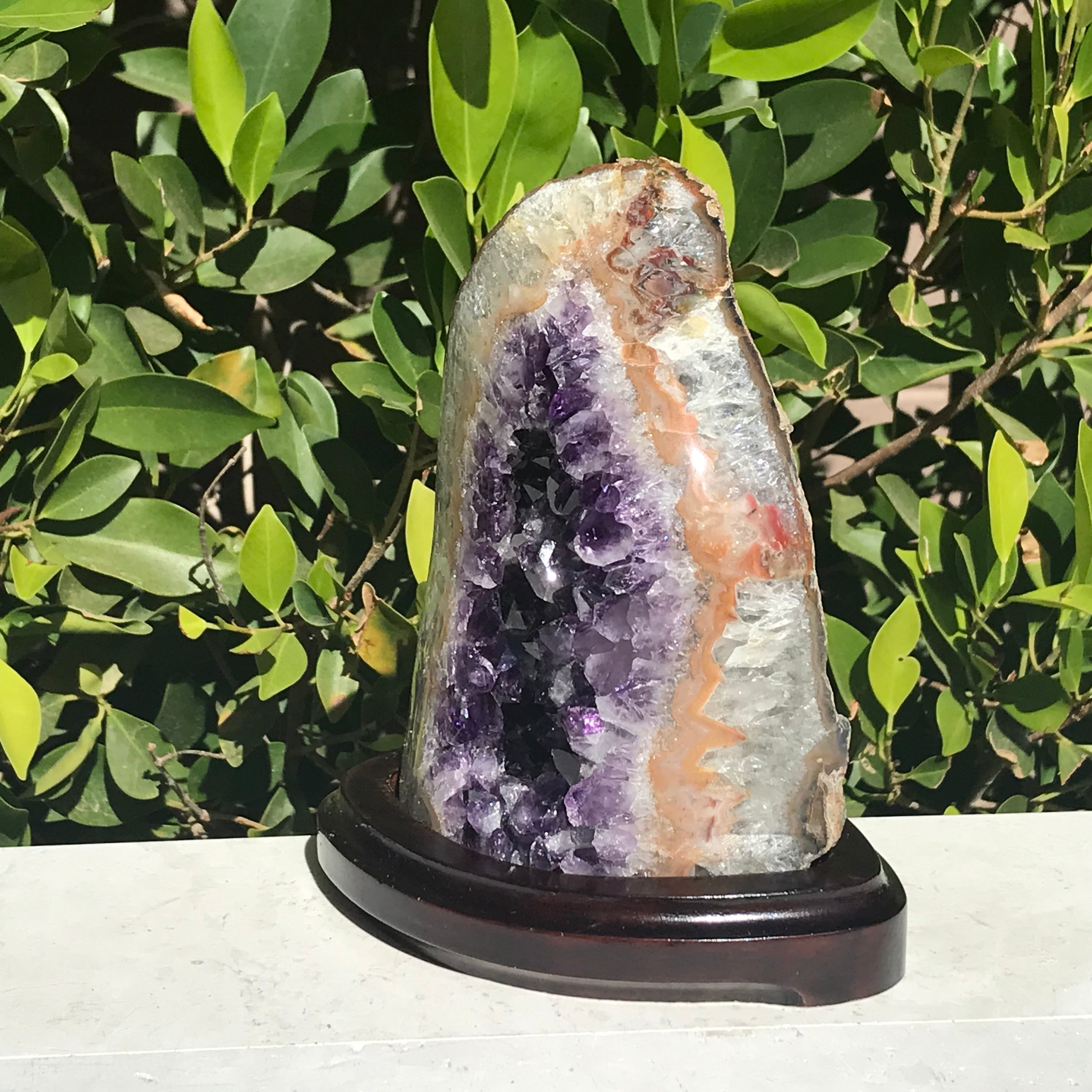 Banded Agate Framed Uruguayan Amethyst Nodule