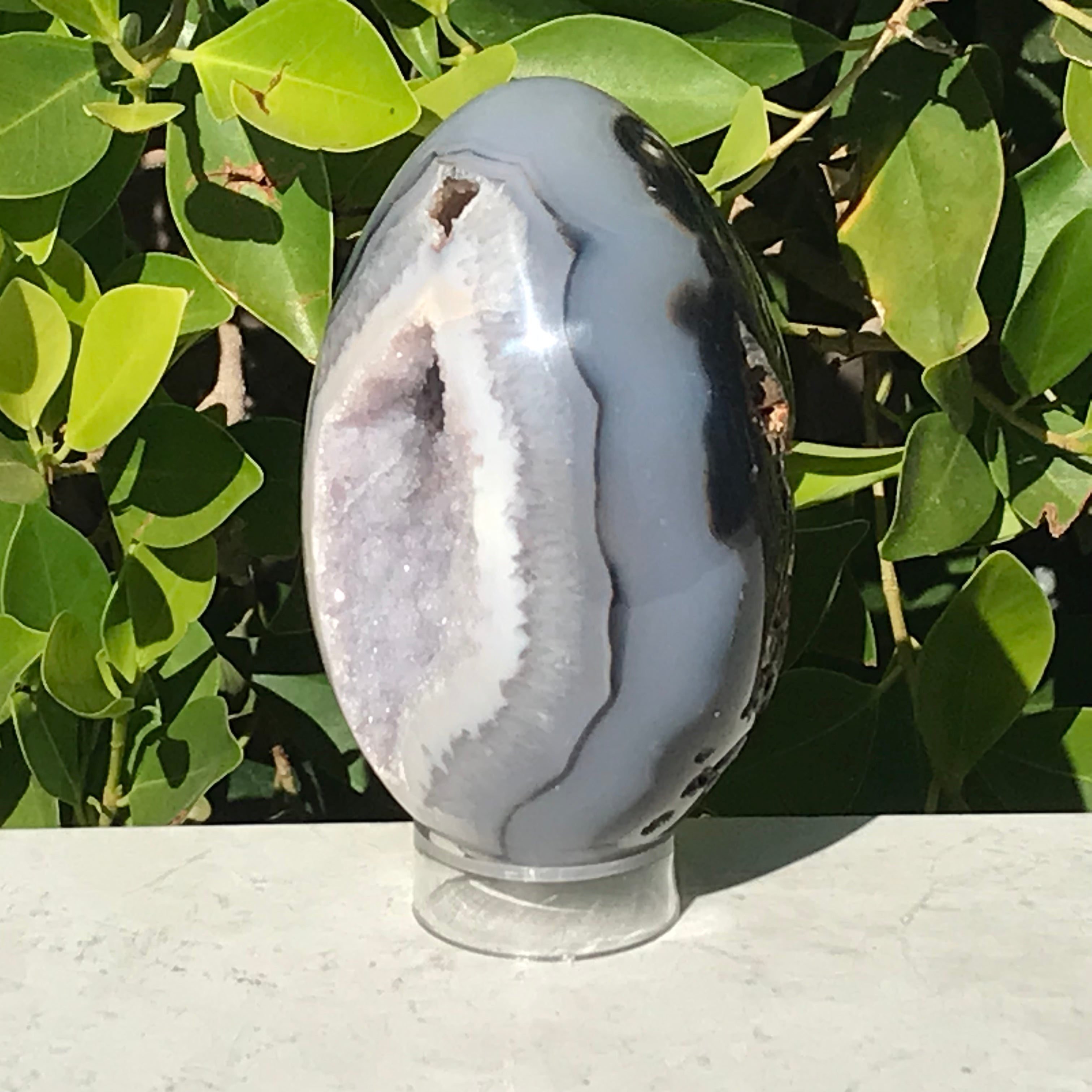 Black and Blue Banded Agate Egg.