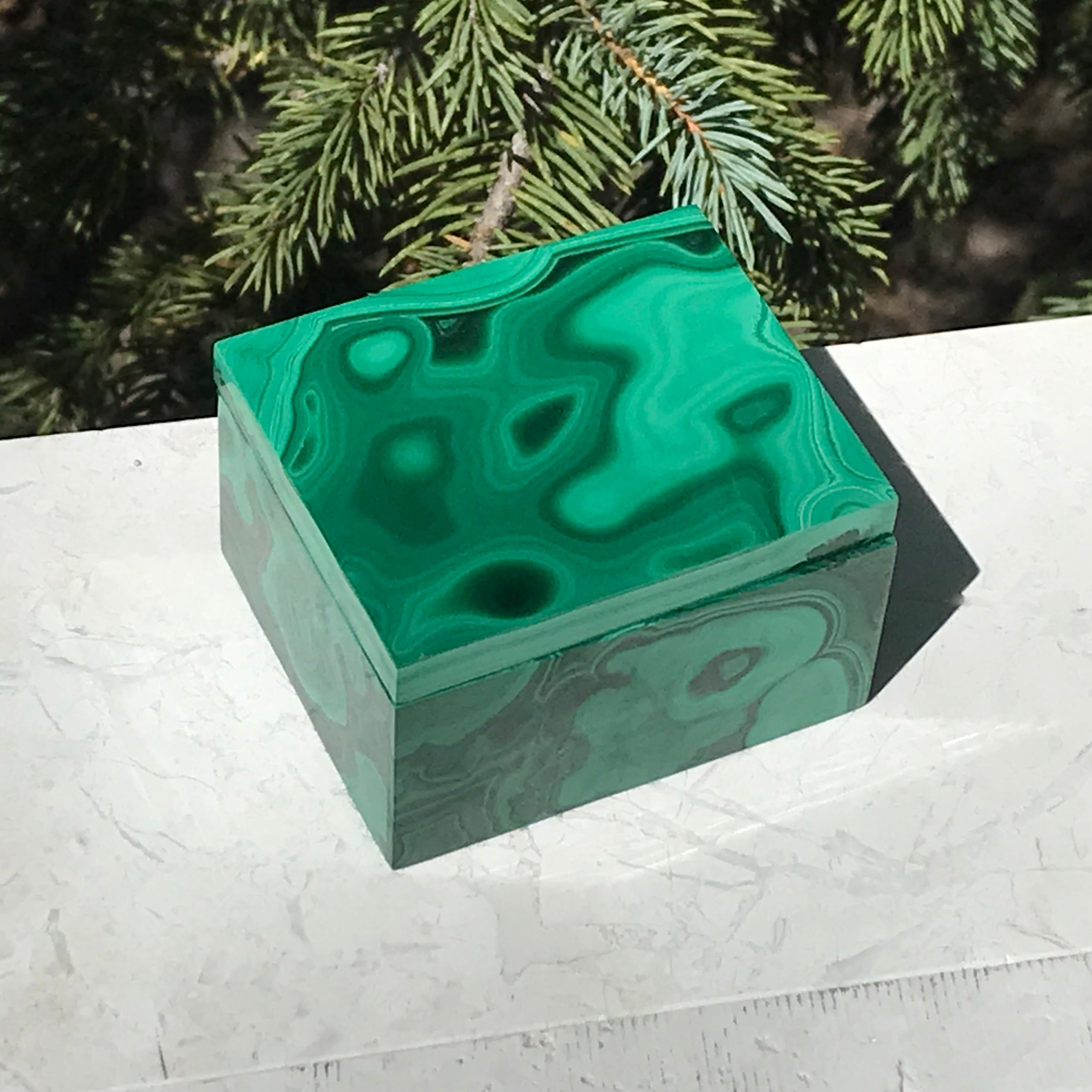 Green Swirled Malachite Jewelry Box