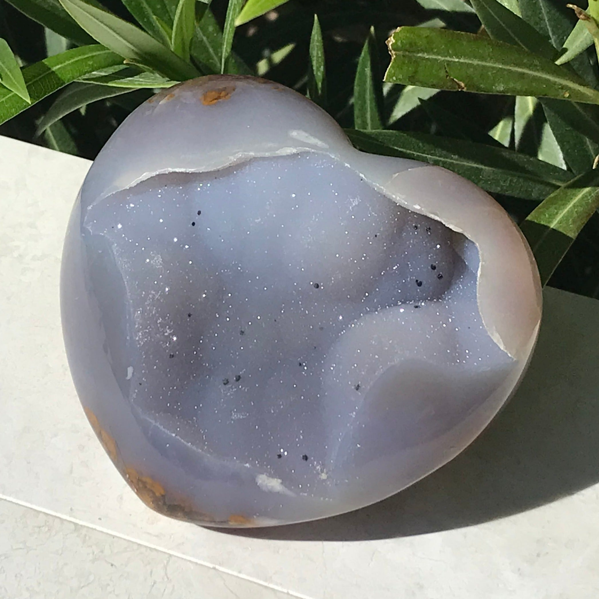 Glittering Brazilian Blue Agate Heart