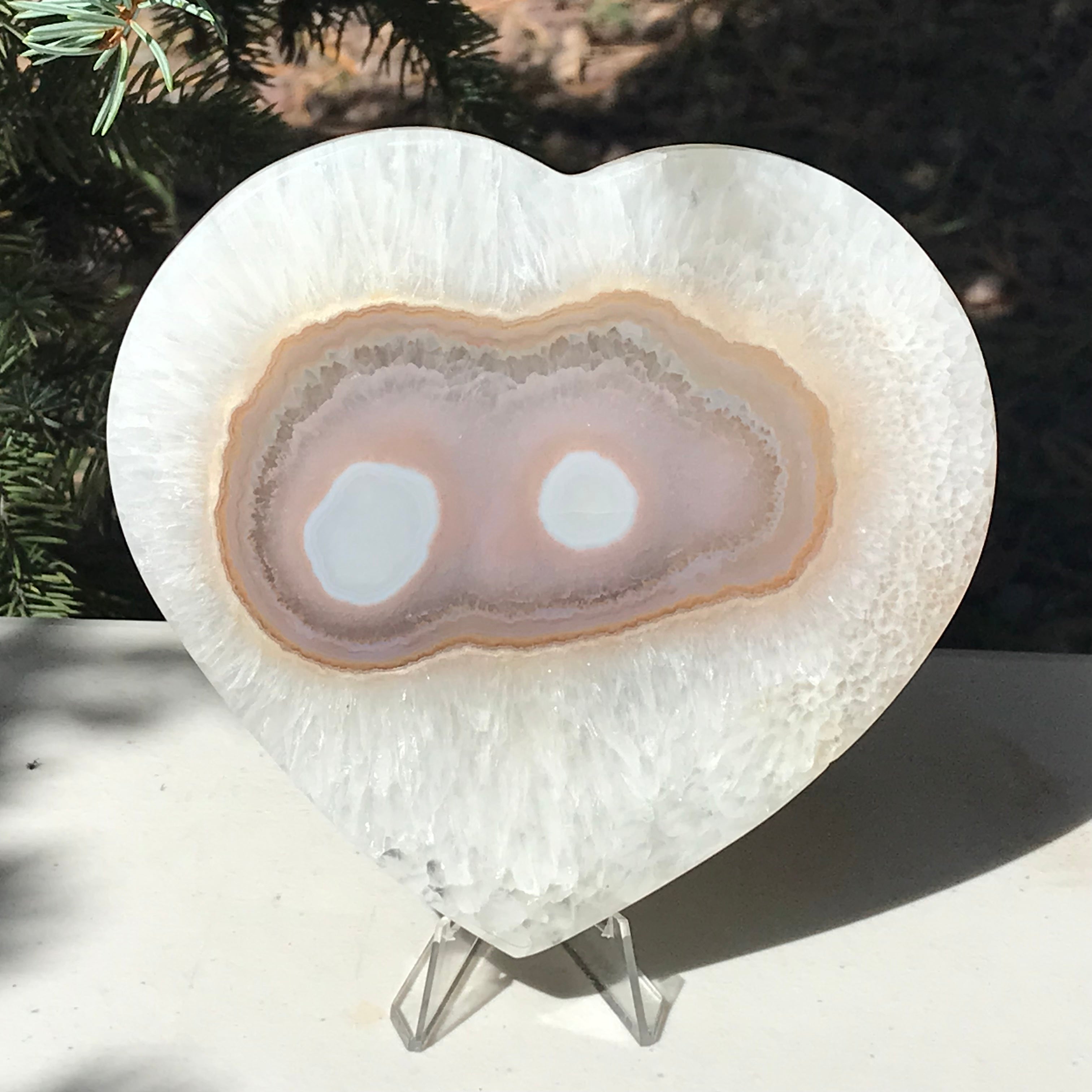 Green Eyed Translucent Agate Heart