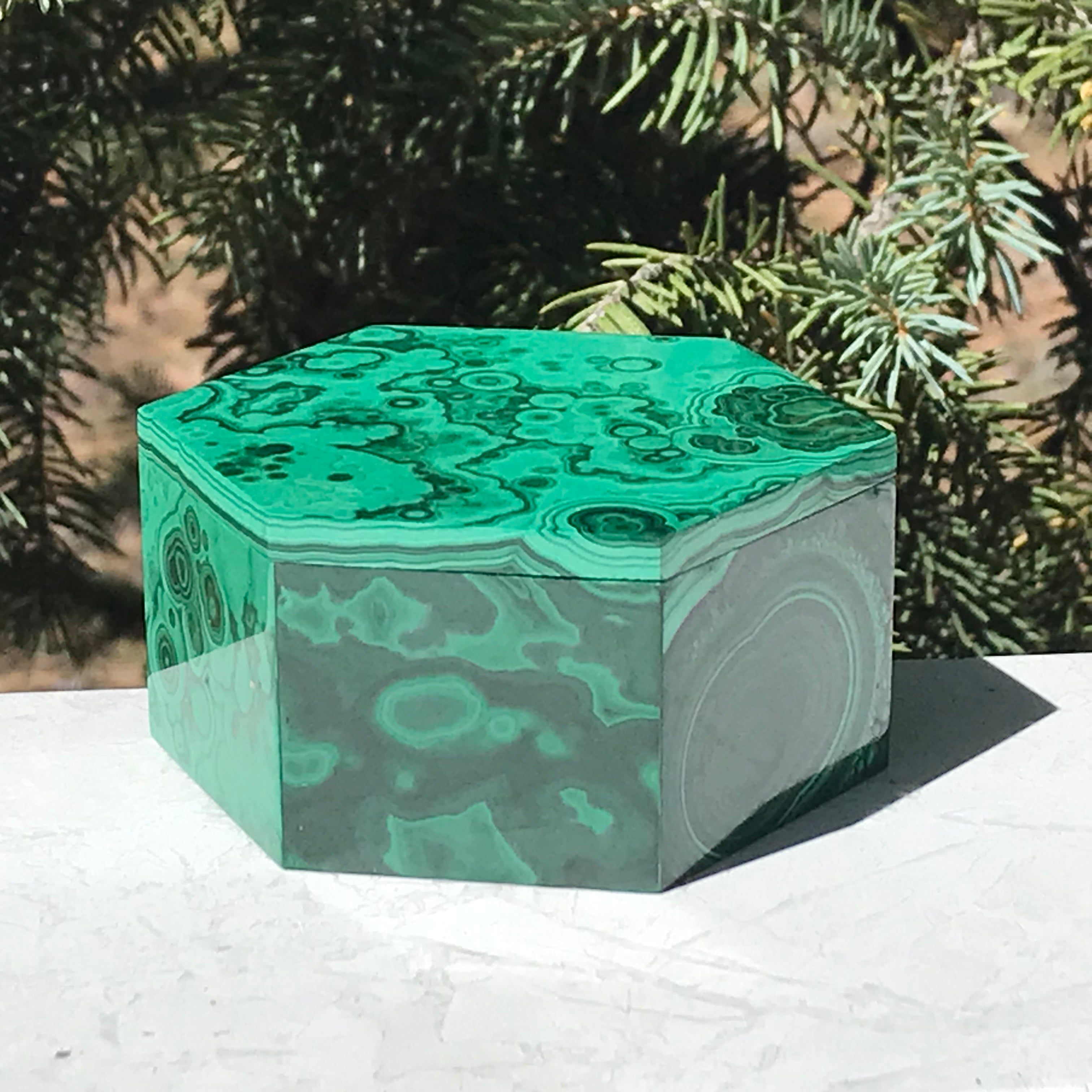 Hexagon Malachite Box