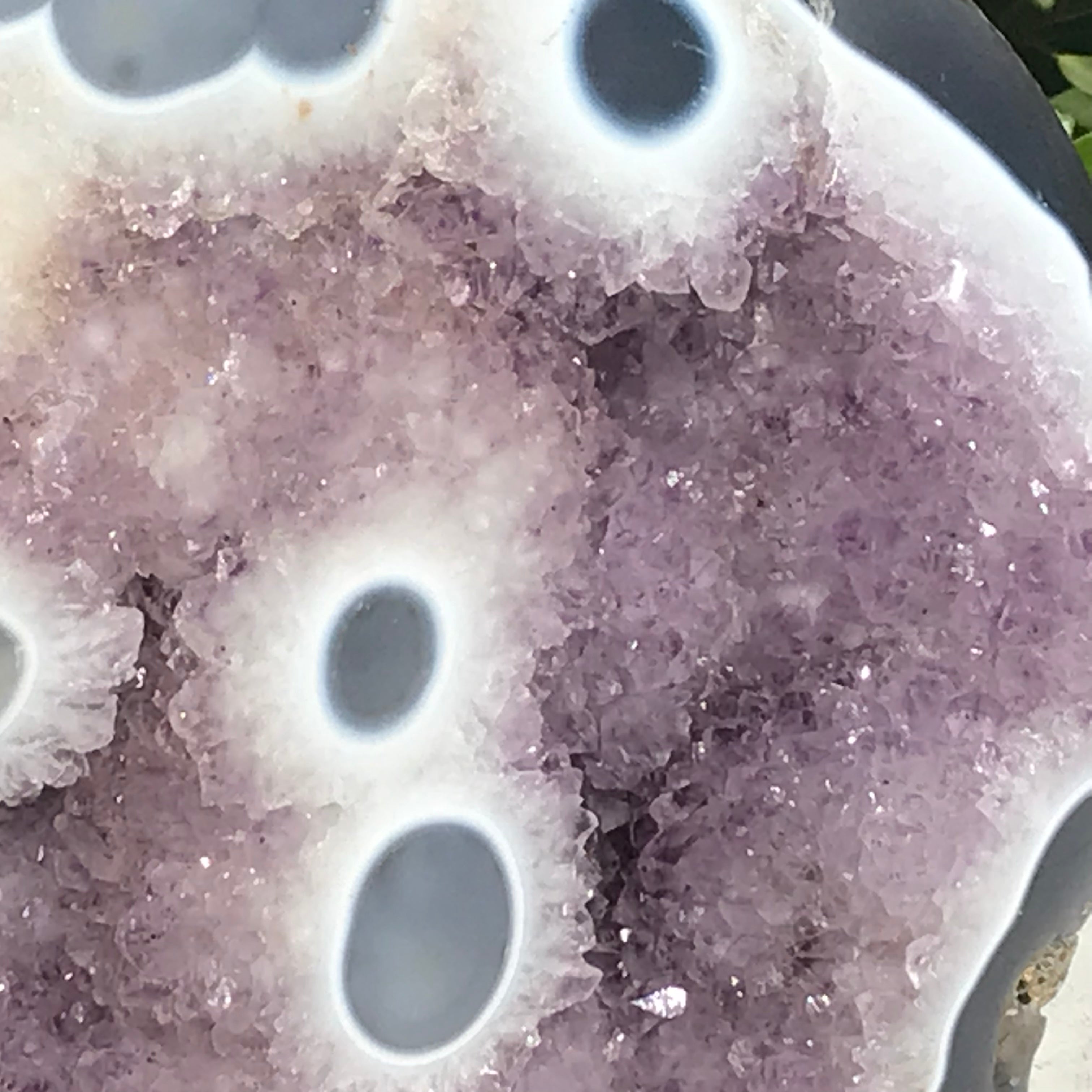 Agate Eyed and Amethyst Sculpture