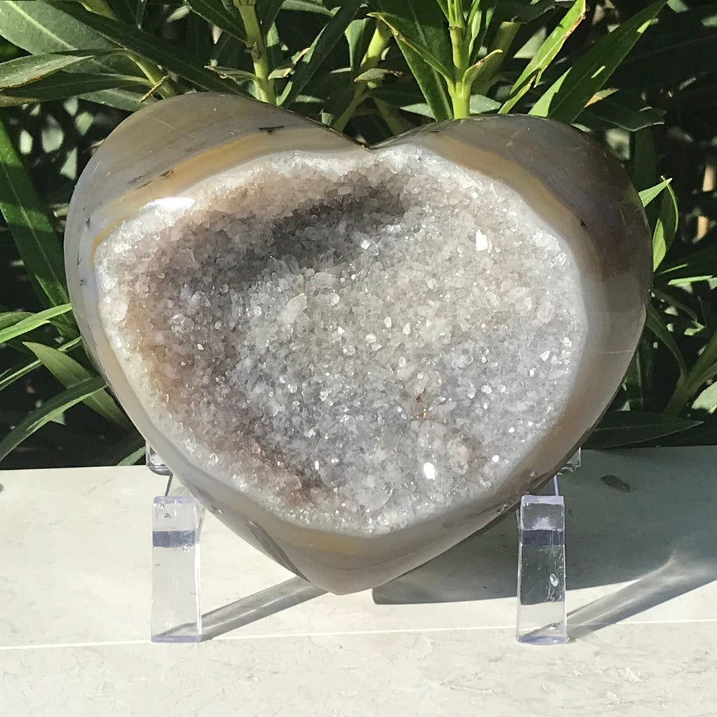 Quartz Crystal Filled Agate Geode Heart