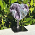 Green Agate/Amethyst Standing Heart