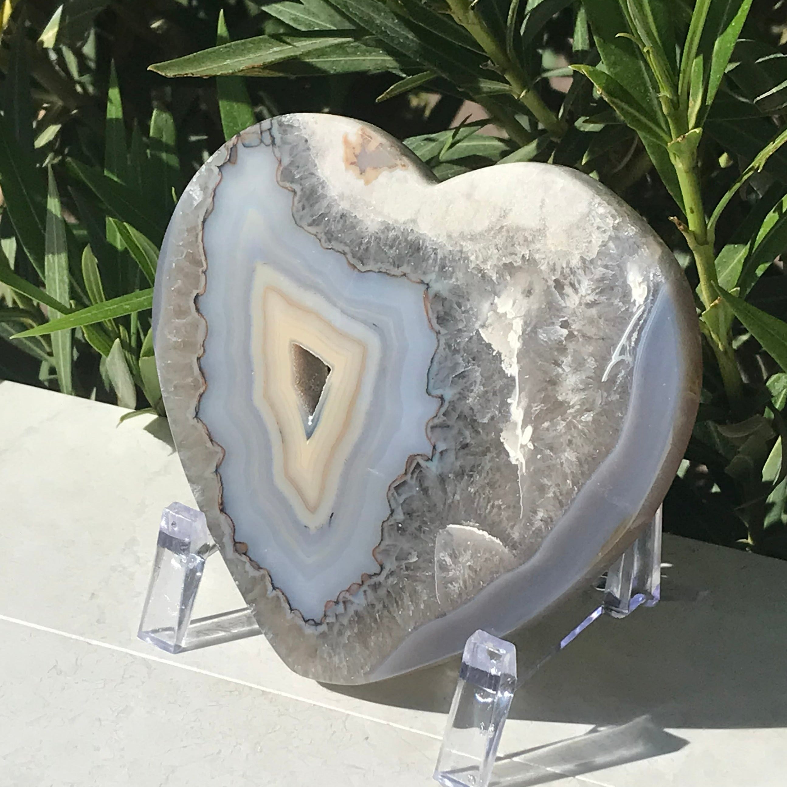 Blue Banded Agate Heart Slab