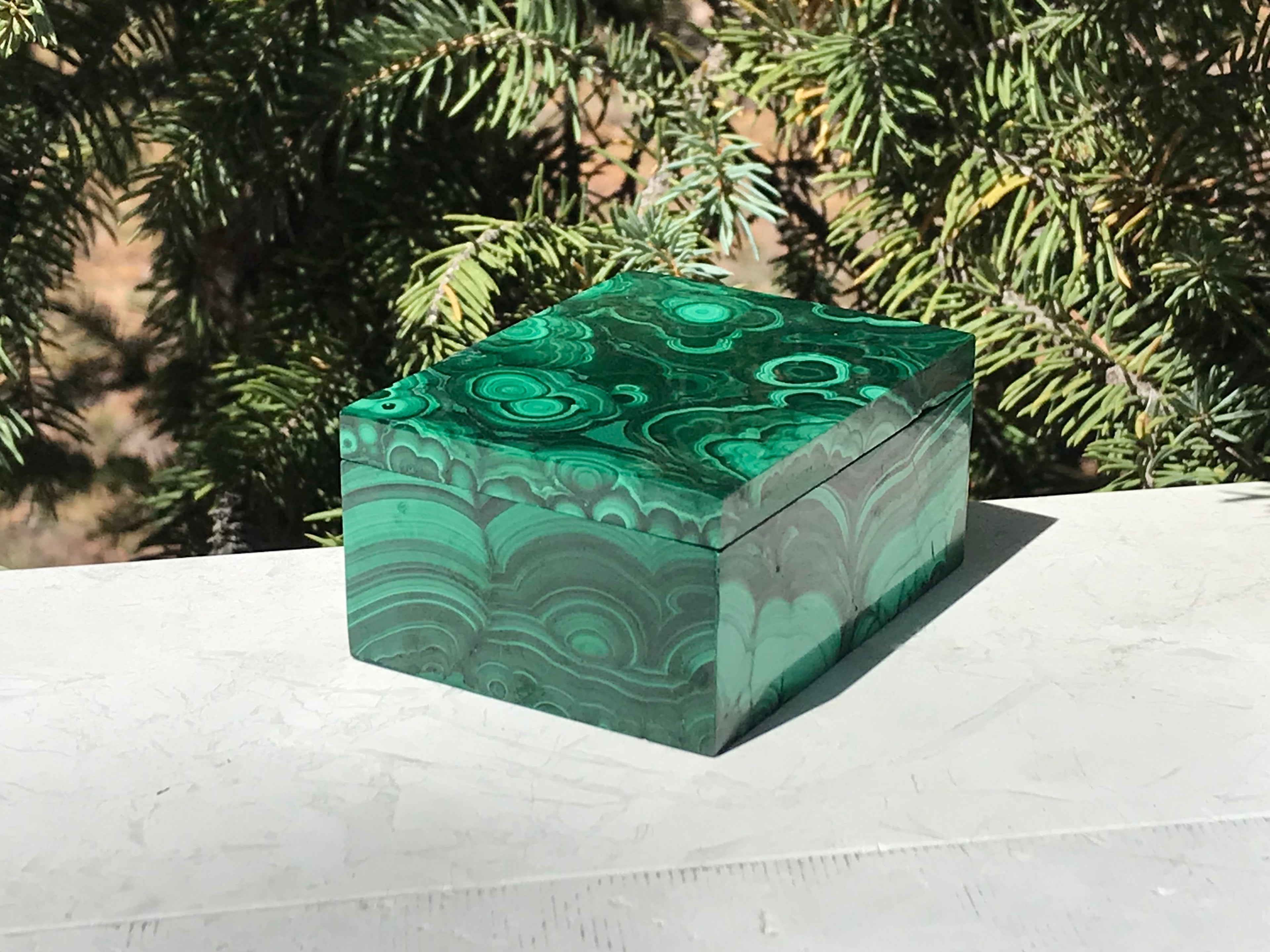 Orbed Malachite Jewelry Box