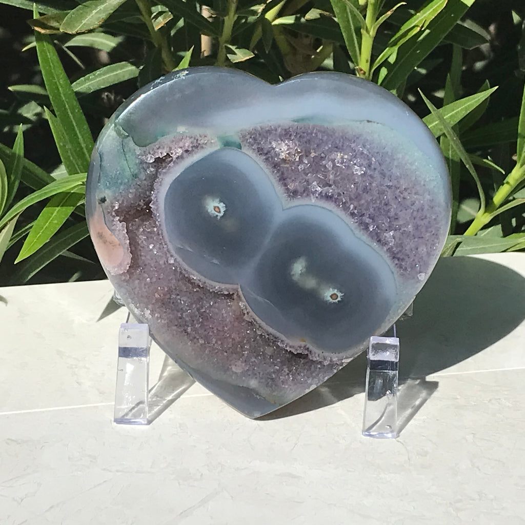 Dual Eyed Amethyst/Agate Heart
