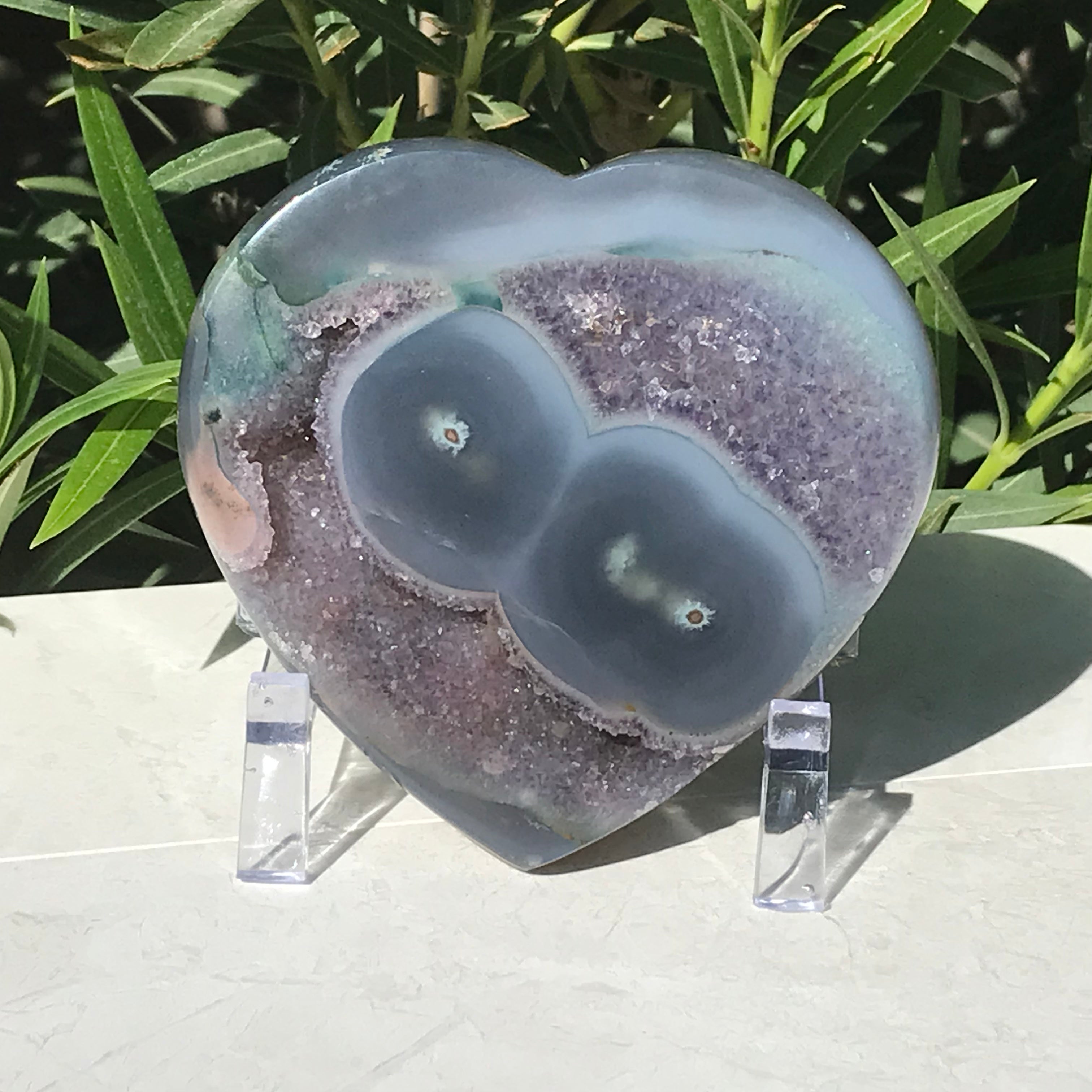 Dual Eyed Amethyst/Agate Heart