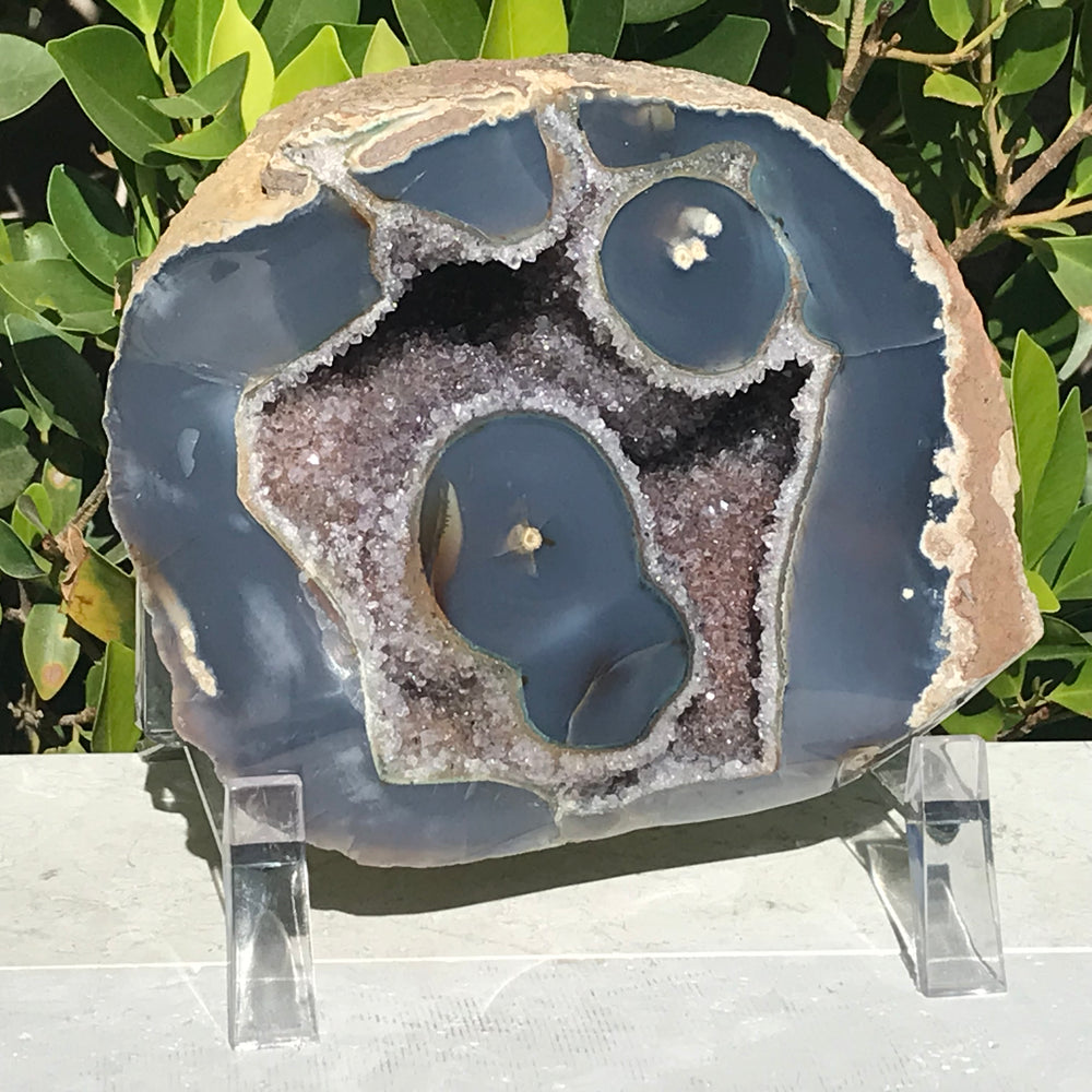 Crystal Lined Blue Agate Geode