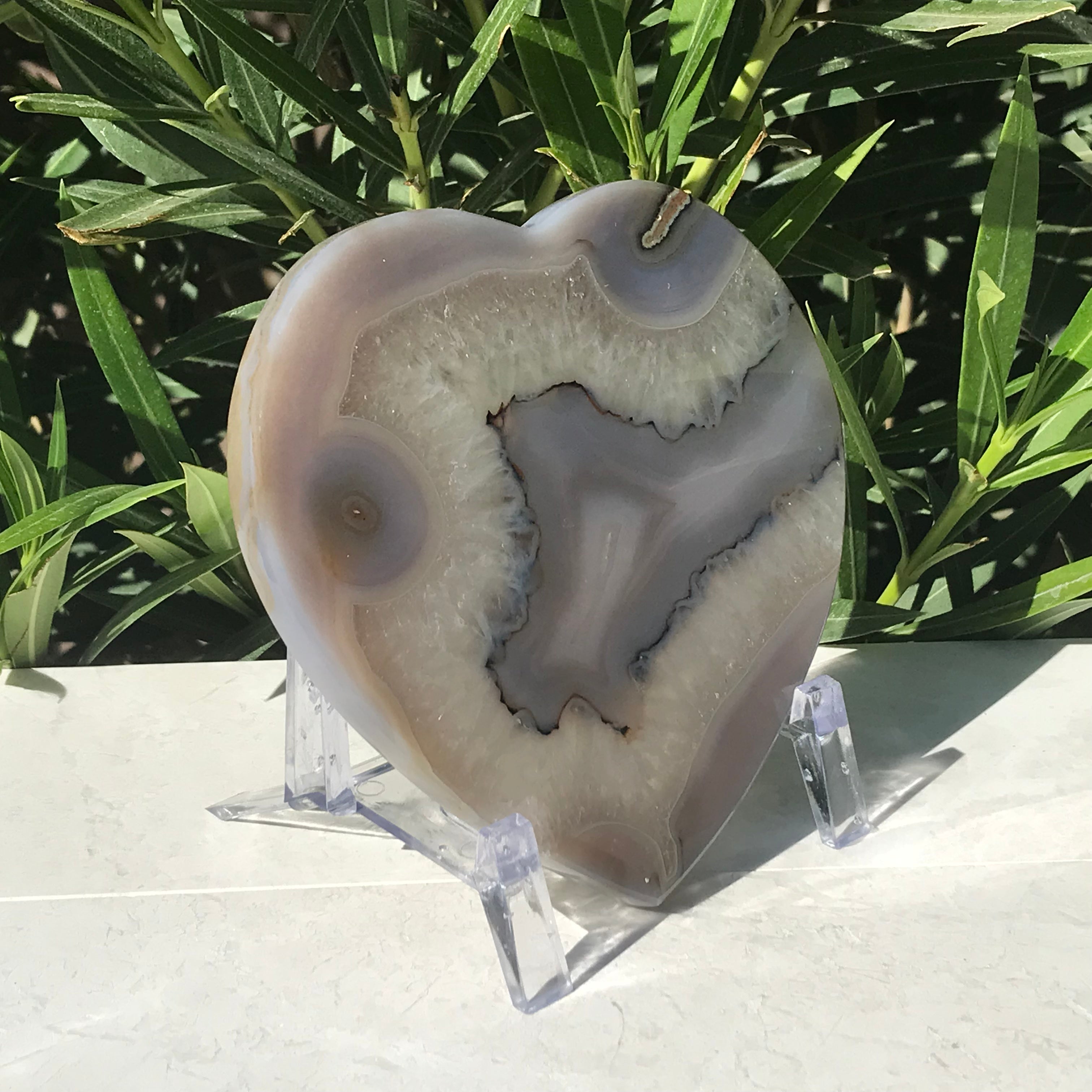 Translucent Quartz and Blue Agate Heart