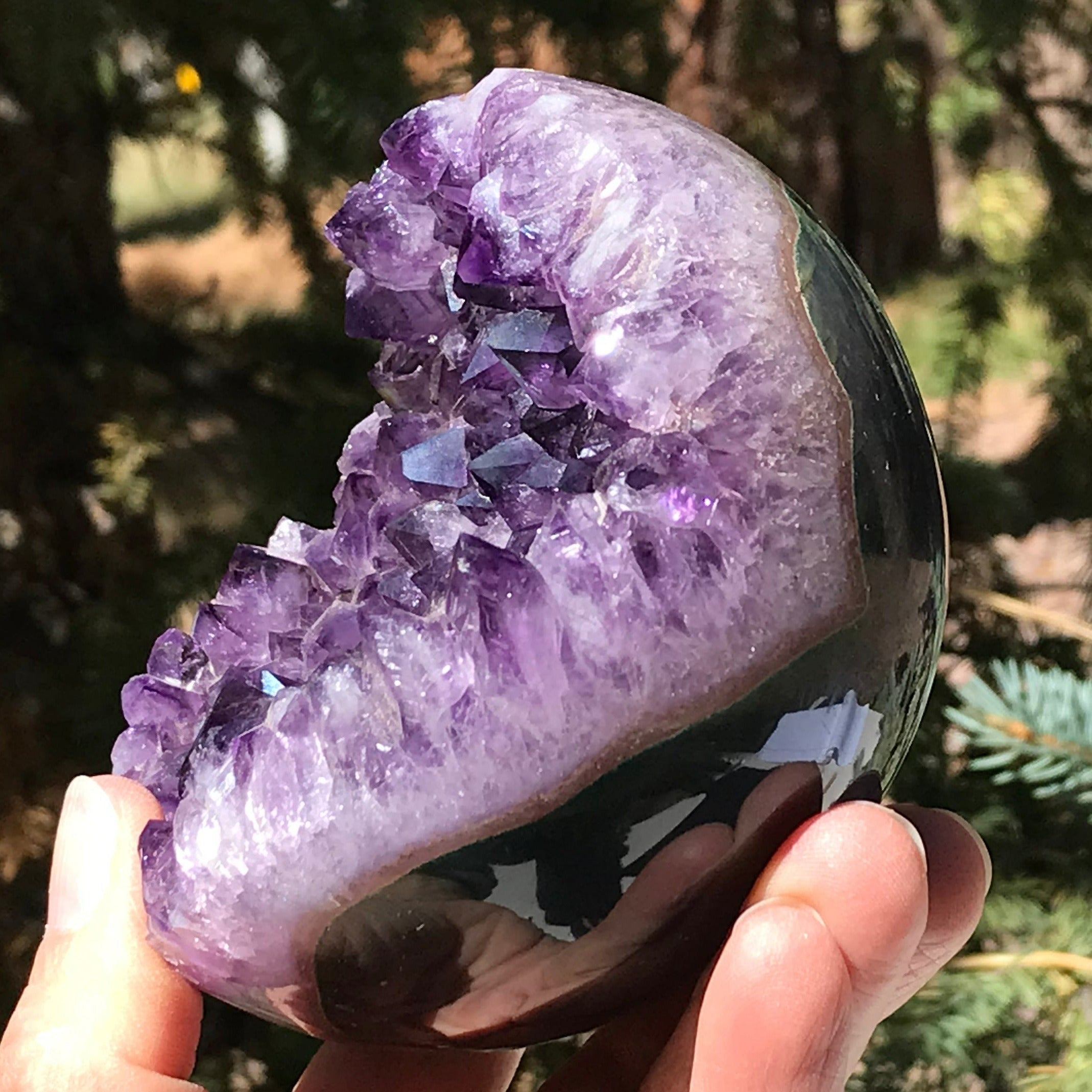 Wide Amethyst Faced Agate Sphere
