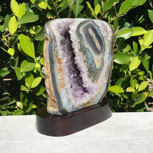 Green Eyed Agate and Amethyst Geode