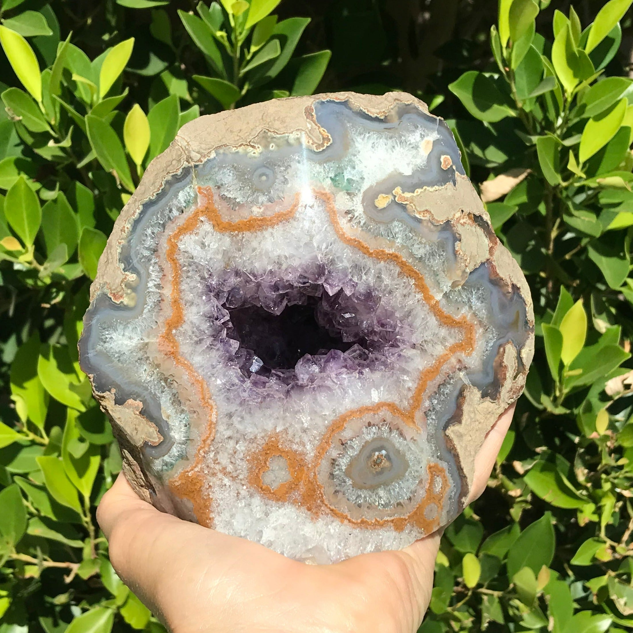 Scalloped Agate with Amethyst Geode