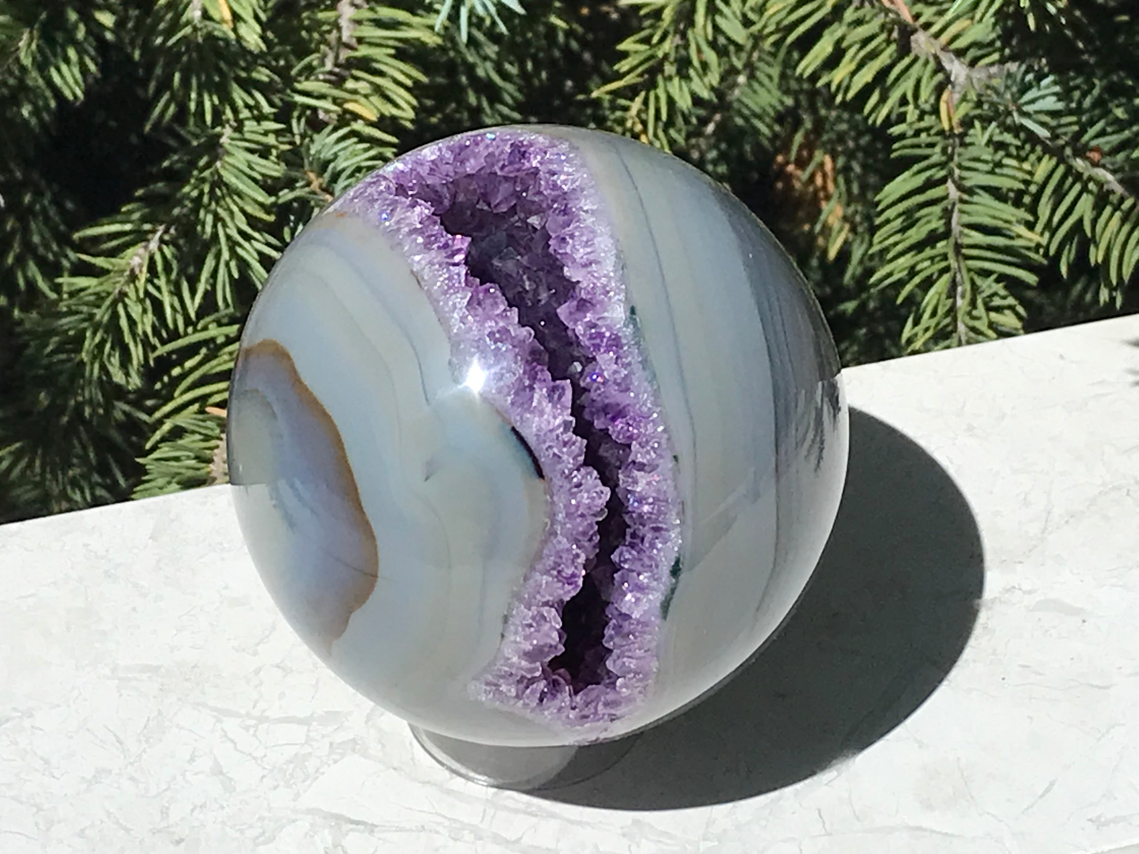 Amethyst Filled Agate Geode Sphere