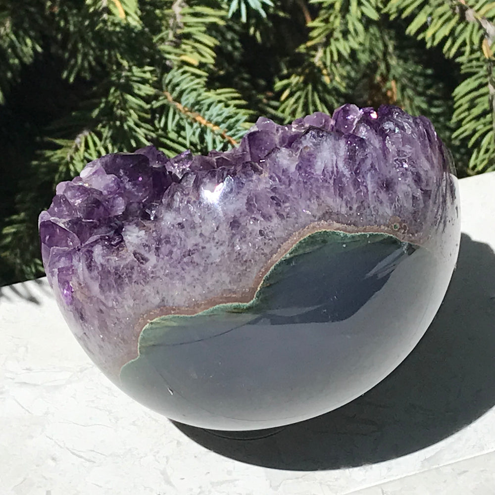 Wide Amethyst Faced Agate Sphere