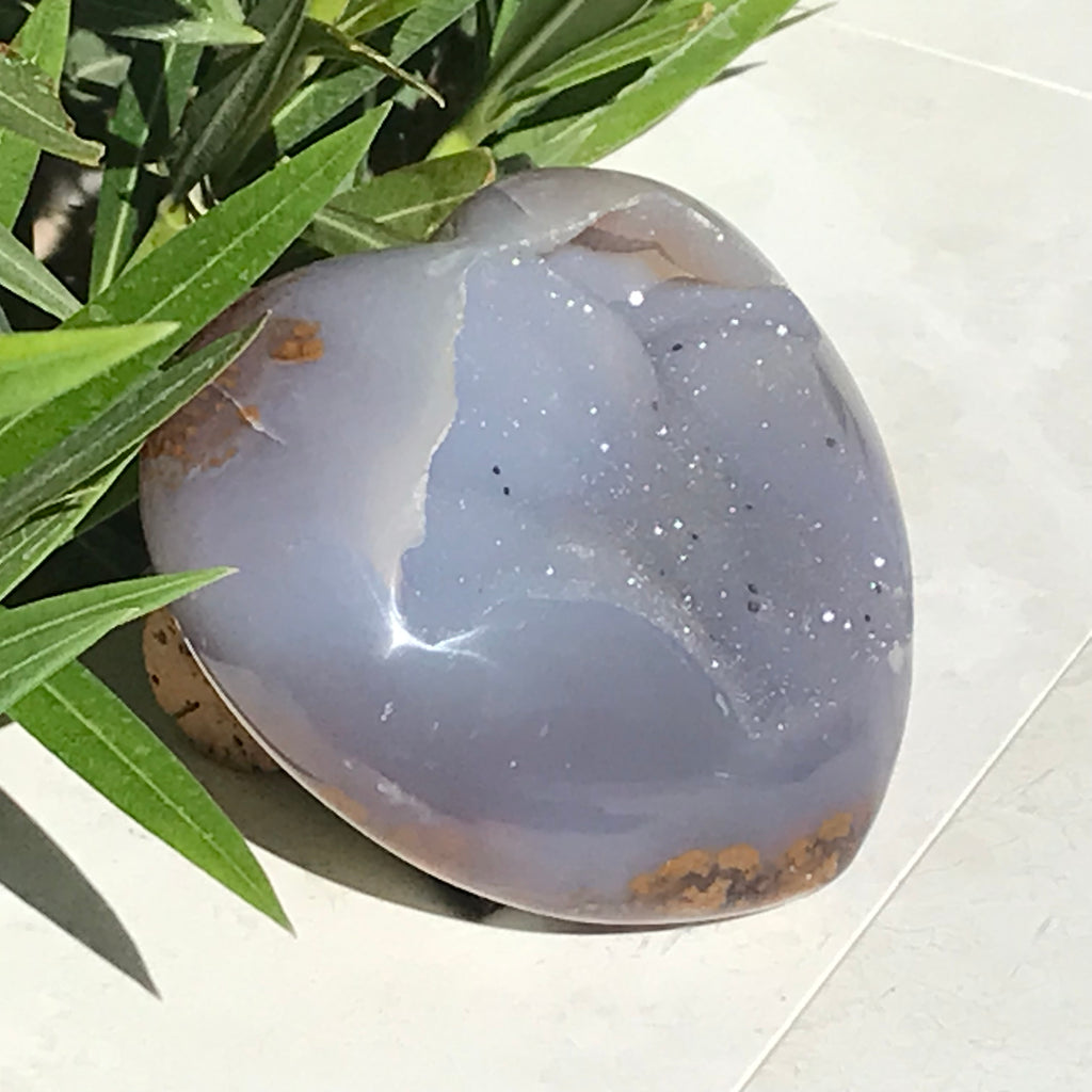 Glittering Brazilian Blue Agate Heart