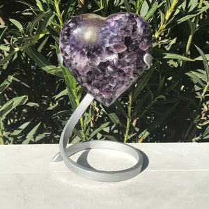 Flowered Standing Uruguayan Amethyst Heart