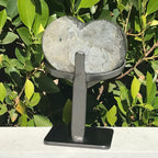 Standing Black Crystal Faced Green Agate Heart