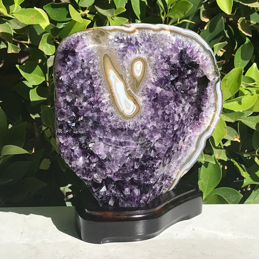 Stately Uruguayan Amethyst with Agate Eyes Freeform