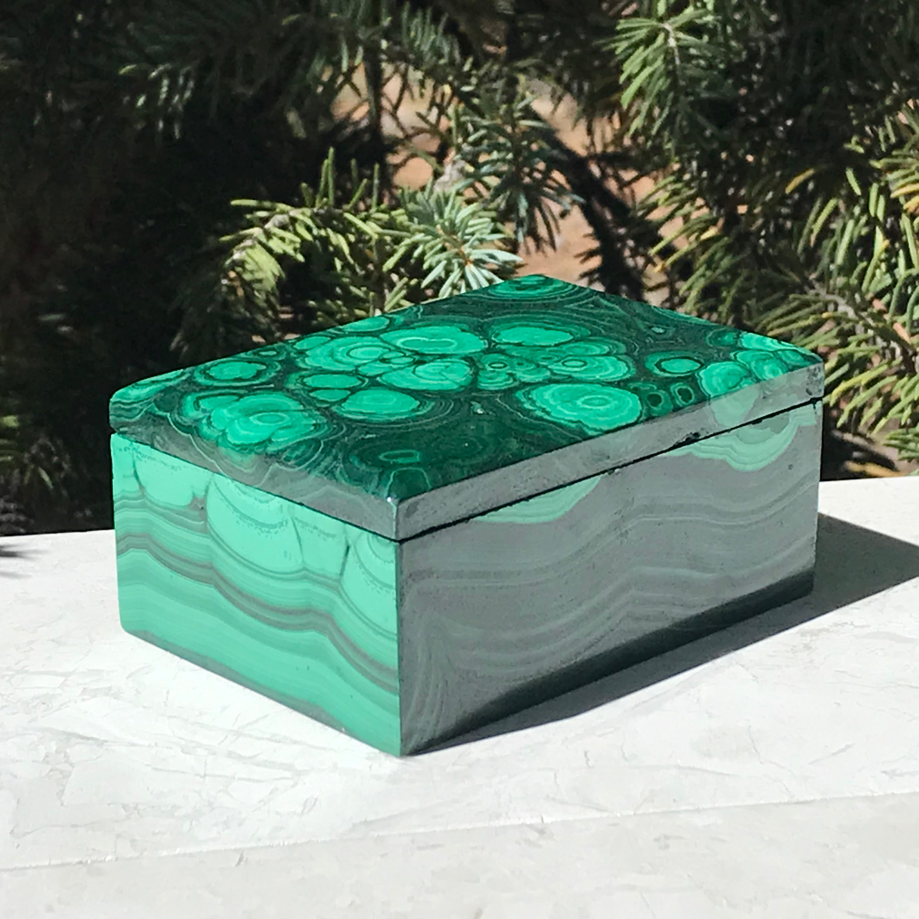 Floral Patterned Malachite Box