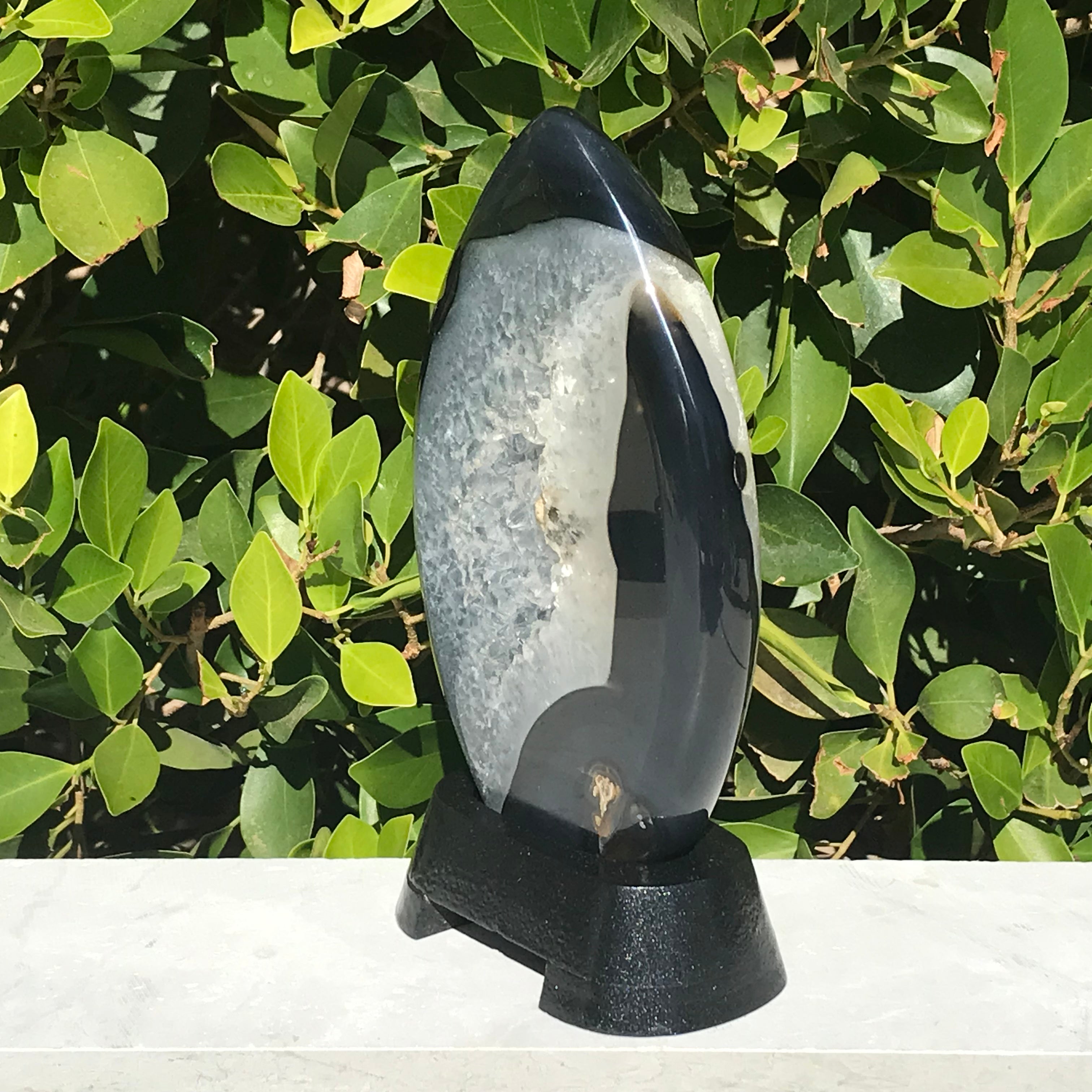 Dark Blue Agate/Quartz Flame