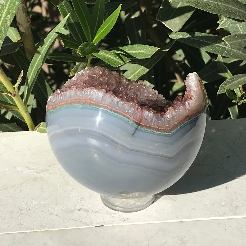 Rainbow Agate Banded Amethyst Sphere