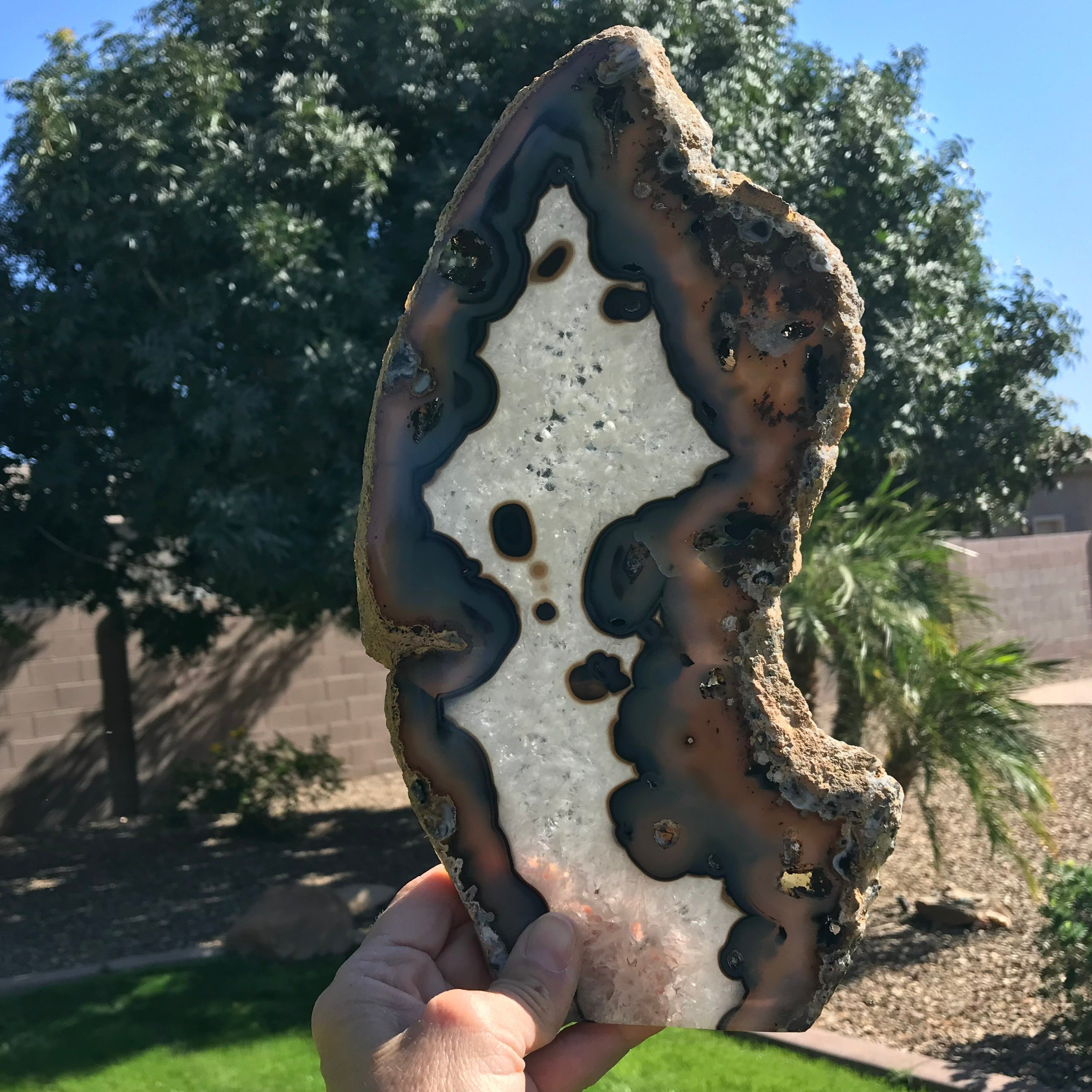 Quartz with Banded and Orbed Agate Slice