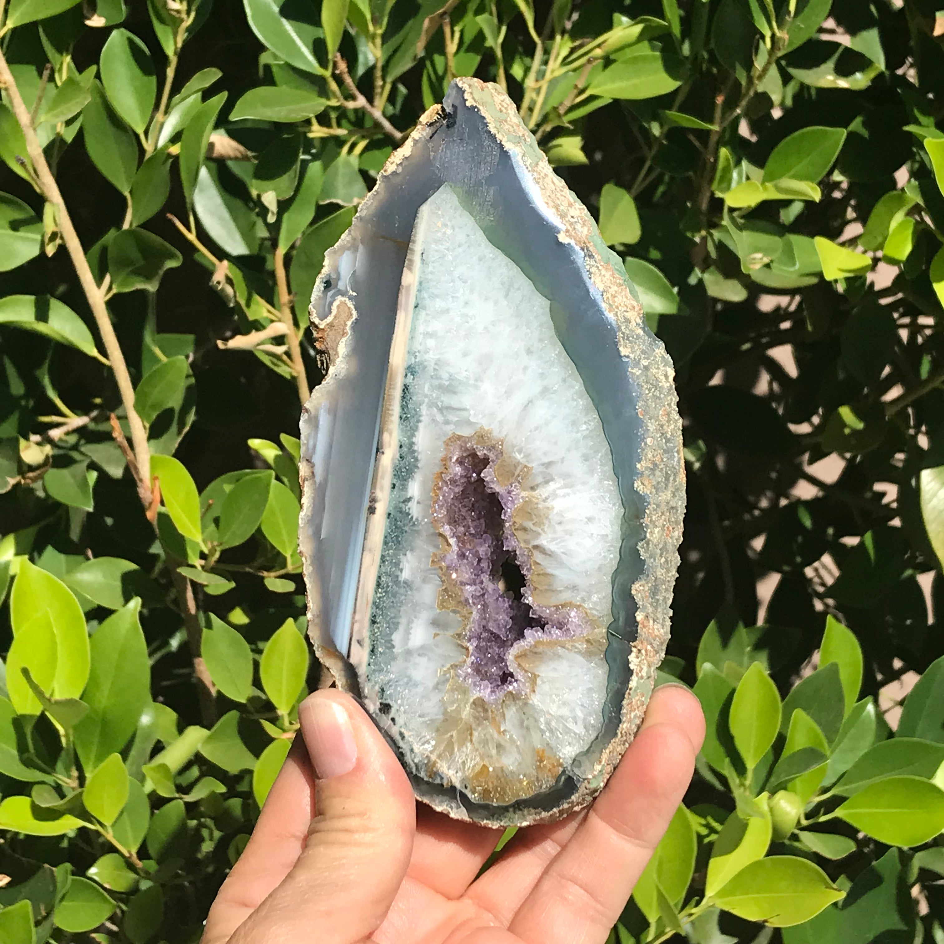 Amethyst with Waterline Agate Slab