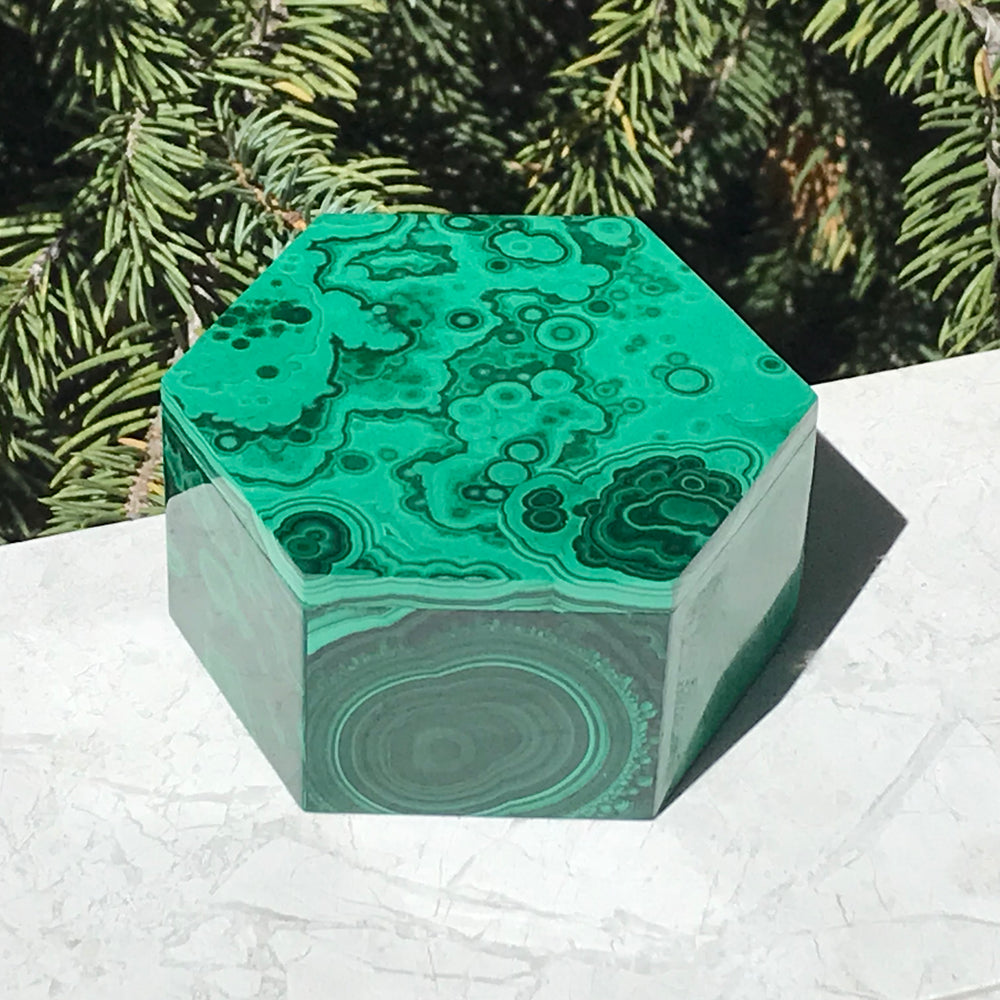 Hexagon Malachite Box