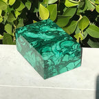 Handcrafted Lidded Malachite Box