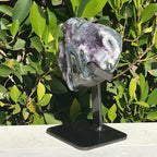 Green Agate/Amethyst Standing Heart