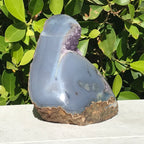 Polished Blue Agate with Amethyst Geode