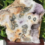 Green Orbed Agate and Amethyst Freeform