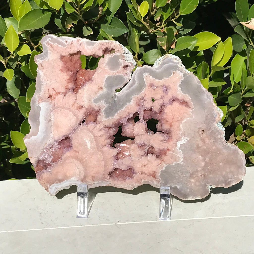 Crystal Lined Rose Jasper Slab