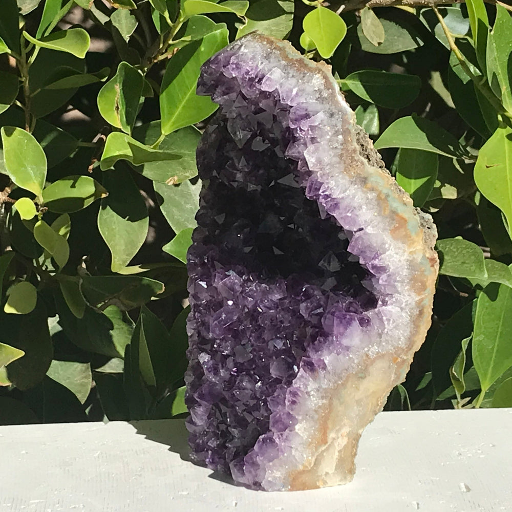Uruguayan Amethyst With Banded Agate Freeform