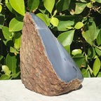 Polished Blue Agate with Amethyst Geode