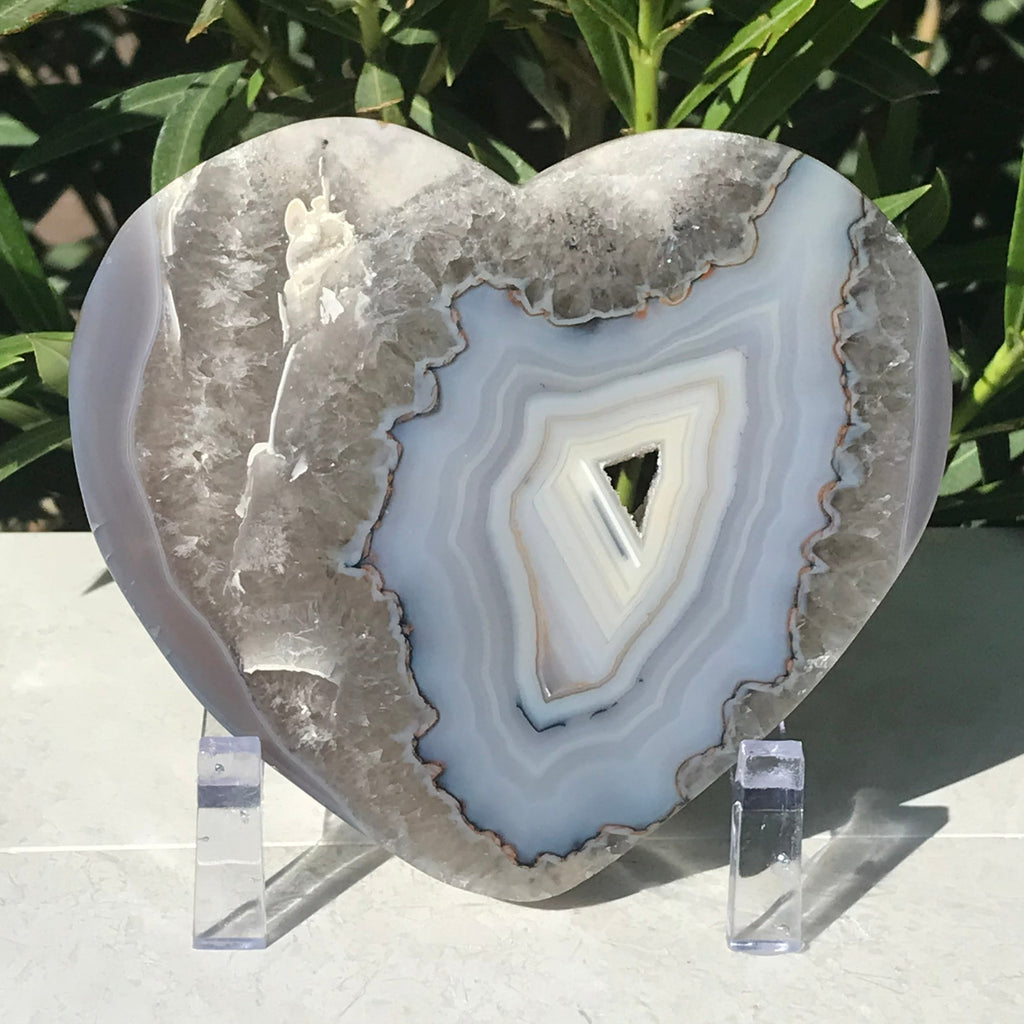 Blue Banded Agate Heart Slab