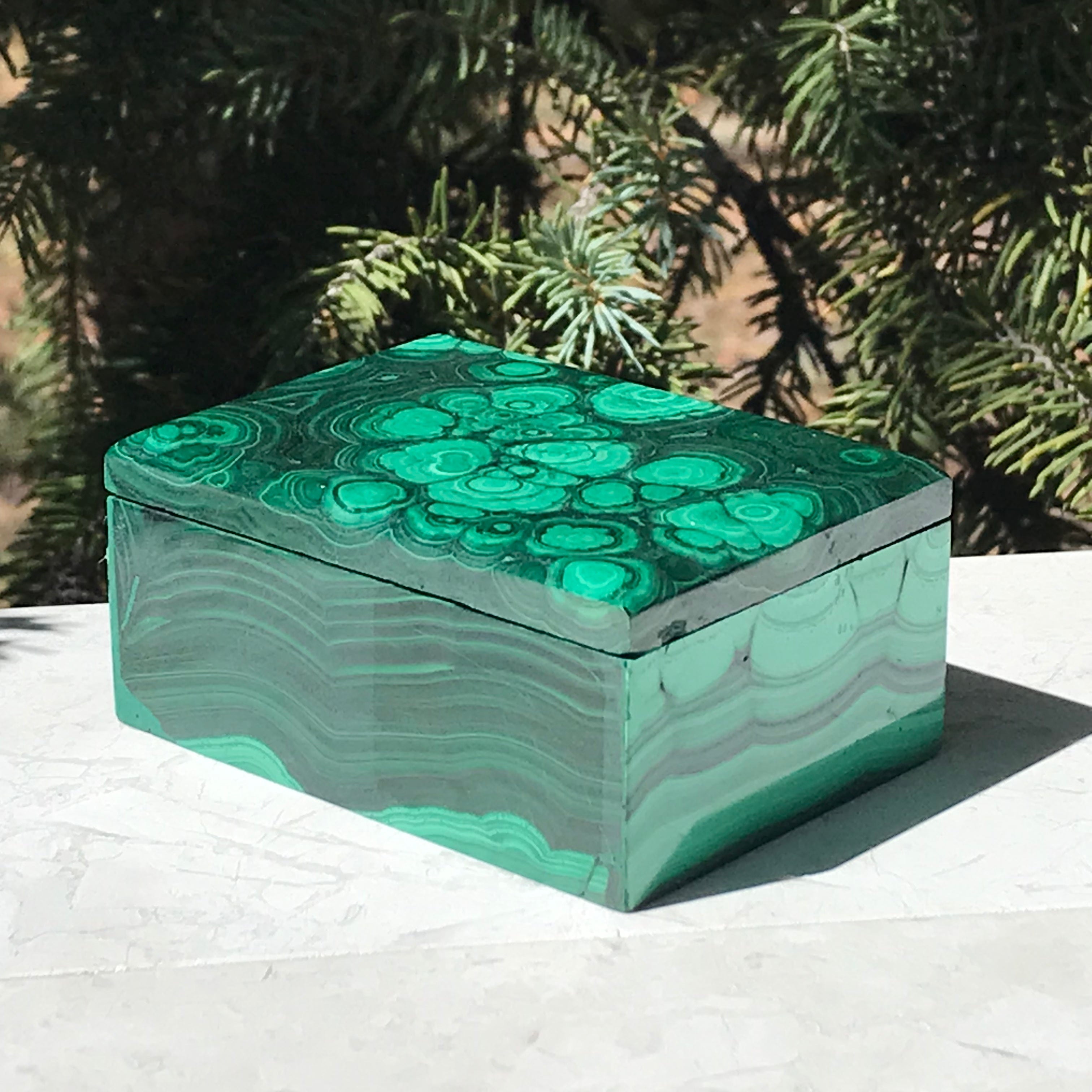 Floral Patterned Malachite Box