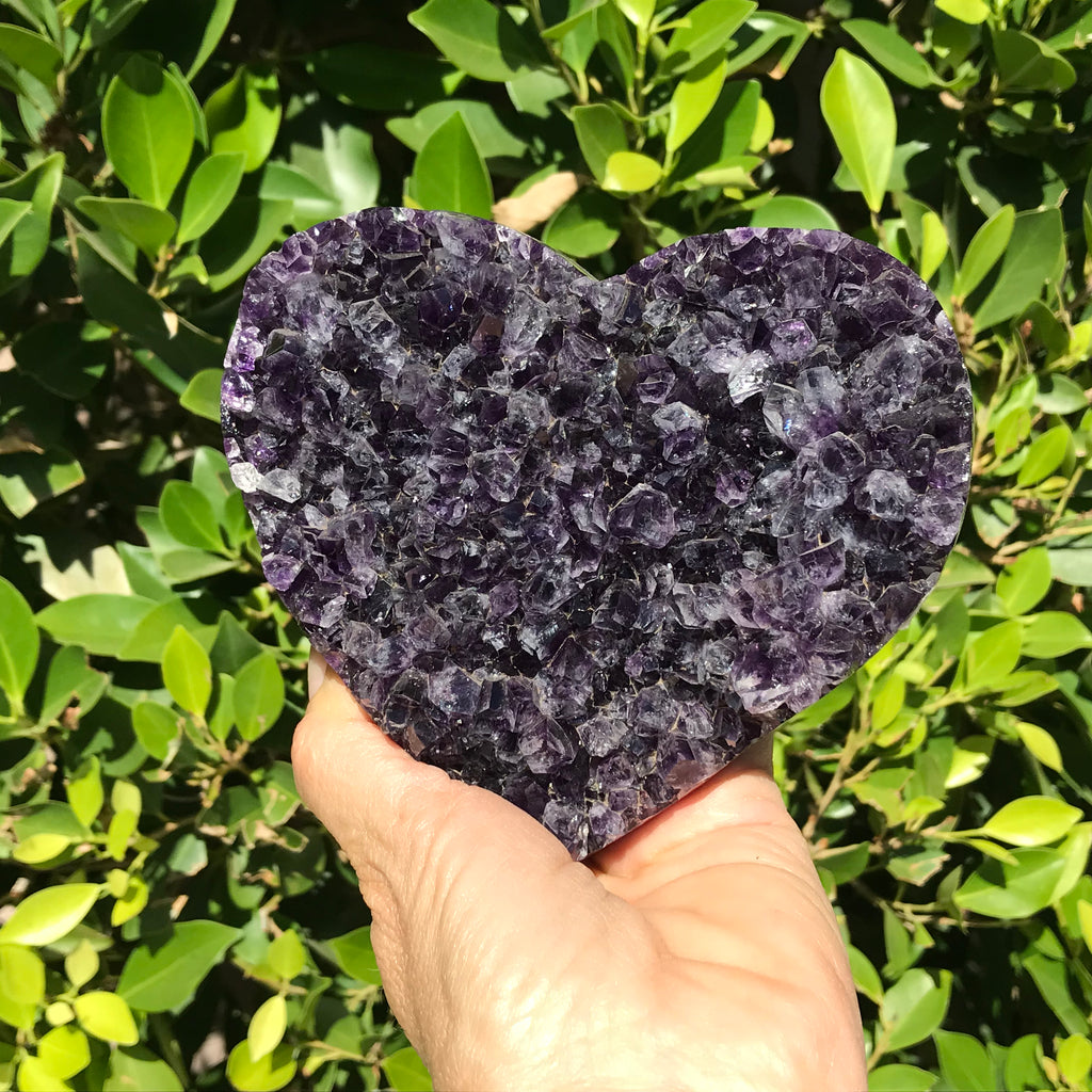 Standing Amethyst Crystal Faced Heart