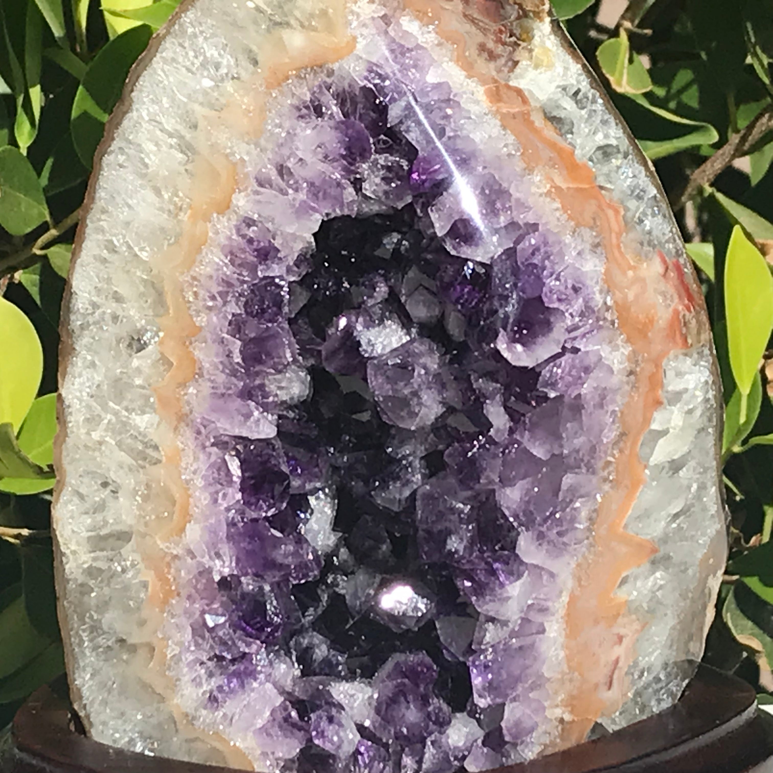 Banded Agate Framed Uruguayan Amethyst Nodule