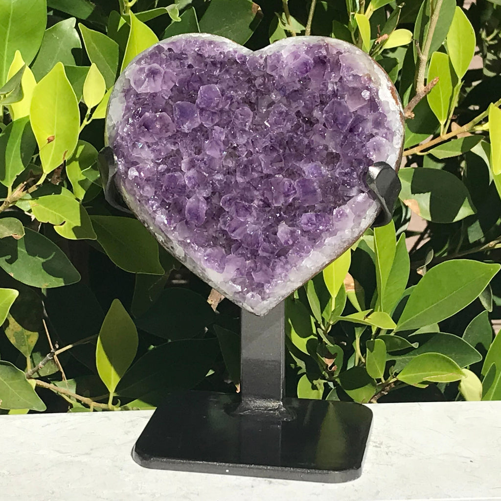 Colorful Agate Banded Amethyst Heart