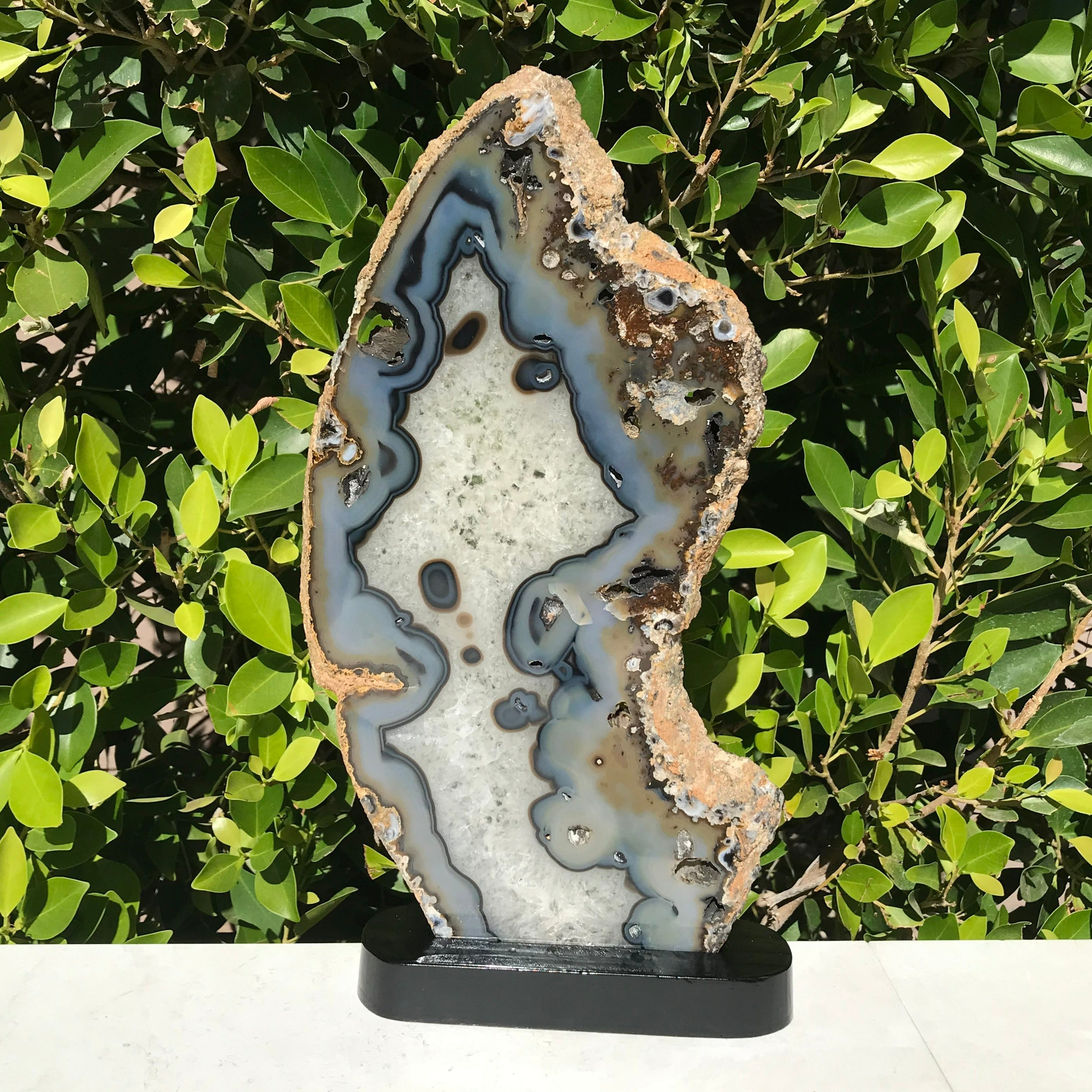 Quartz with Banded and Orbed Agate Slice