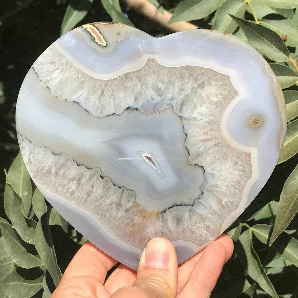 Translucent Quartz and Blue Agate Heart