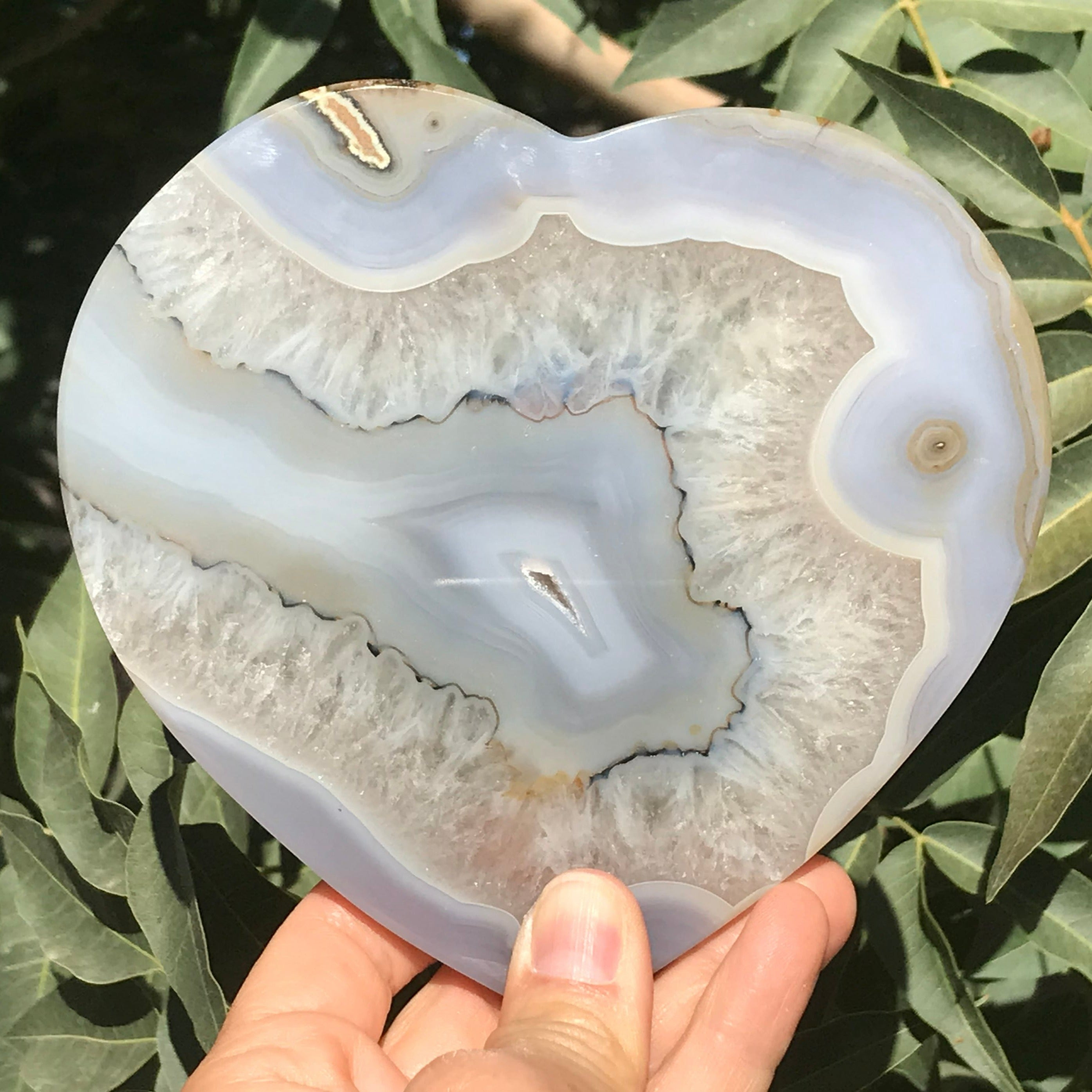 Translucent Quartz and Blue Agate Heart