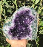 Amethyst Geode with Green Agate Eyes