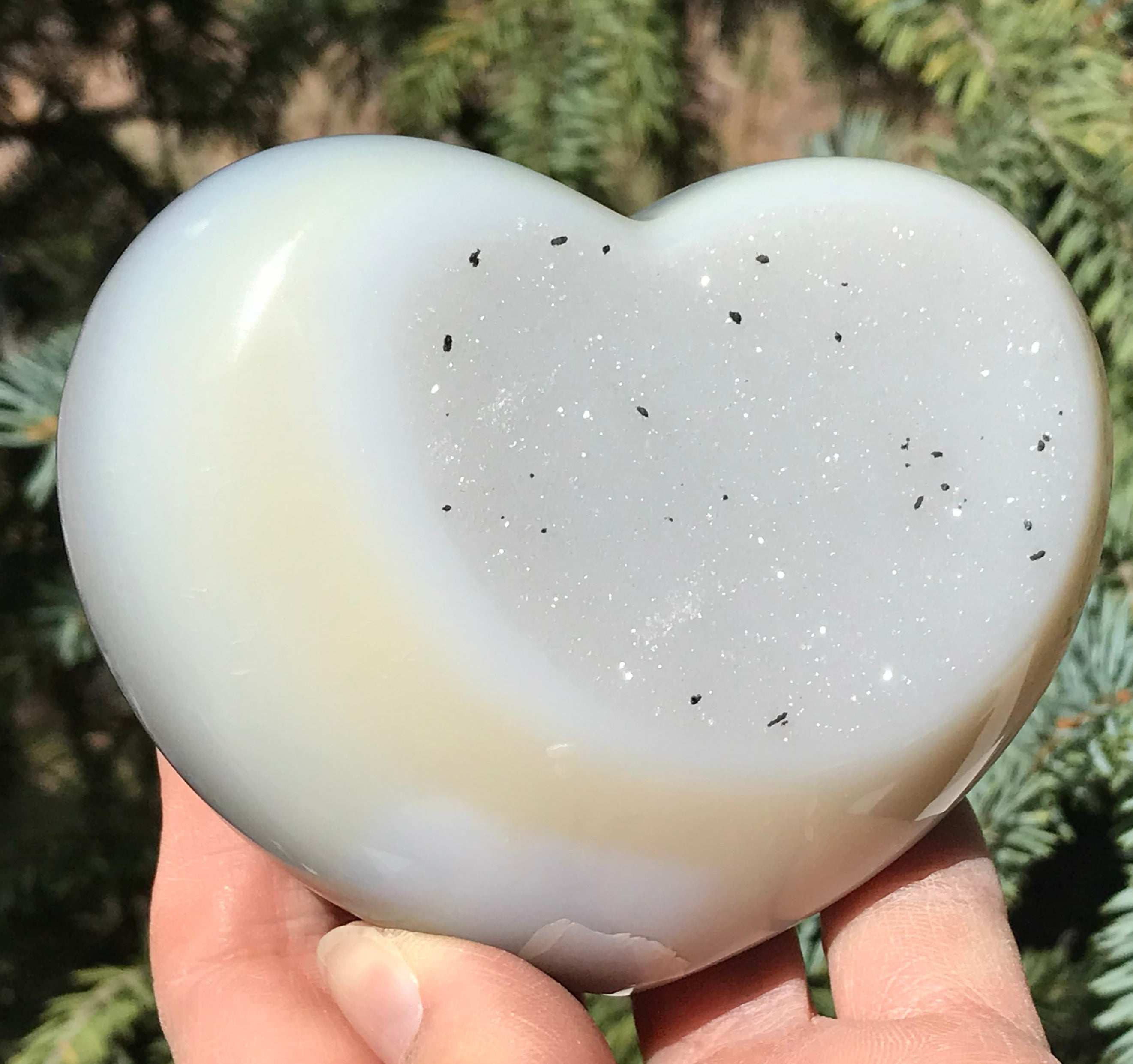 MIcrocrystalline Faced Blue Agate Heart