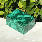 Handcrafted Lidded Malachite Box